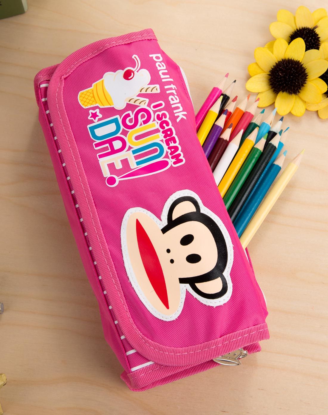 【两件起售】大嘴猴儿童笔盒多功能文具盒女童大容量笔袋-桃色