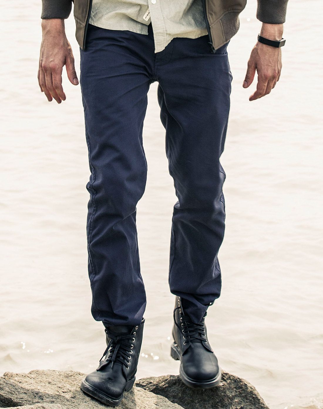 男深藏蓝常规经典军官军袋长裤