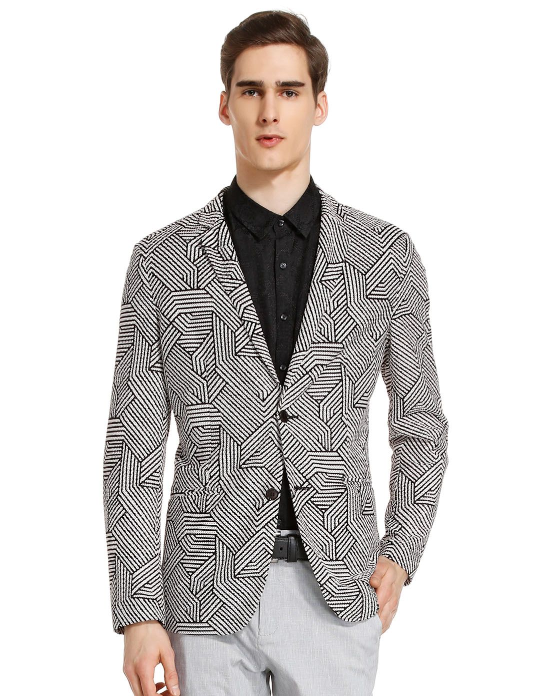 黑色时尚大气几何图案西服