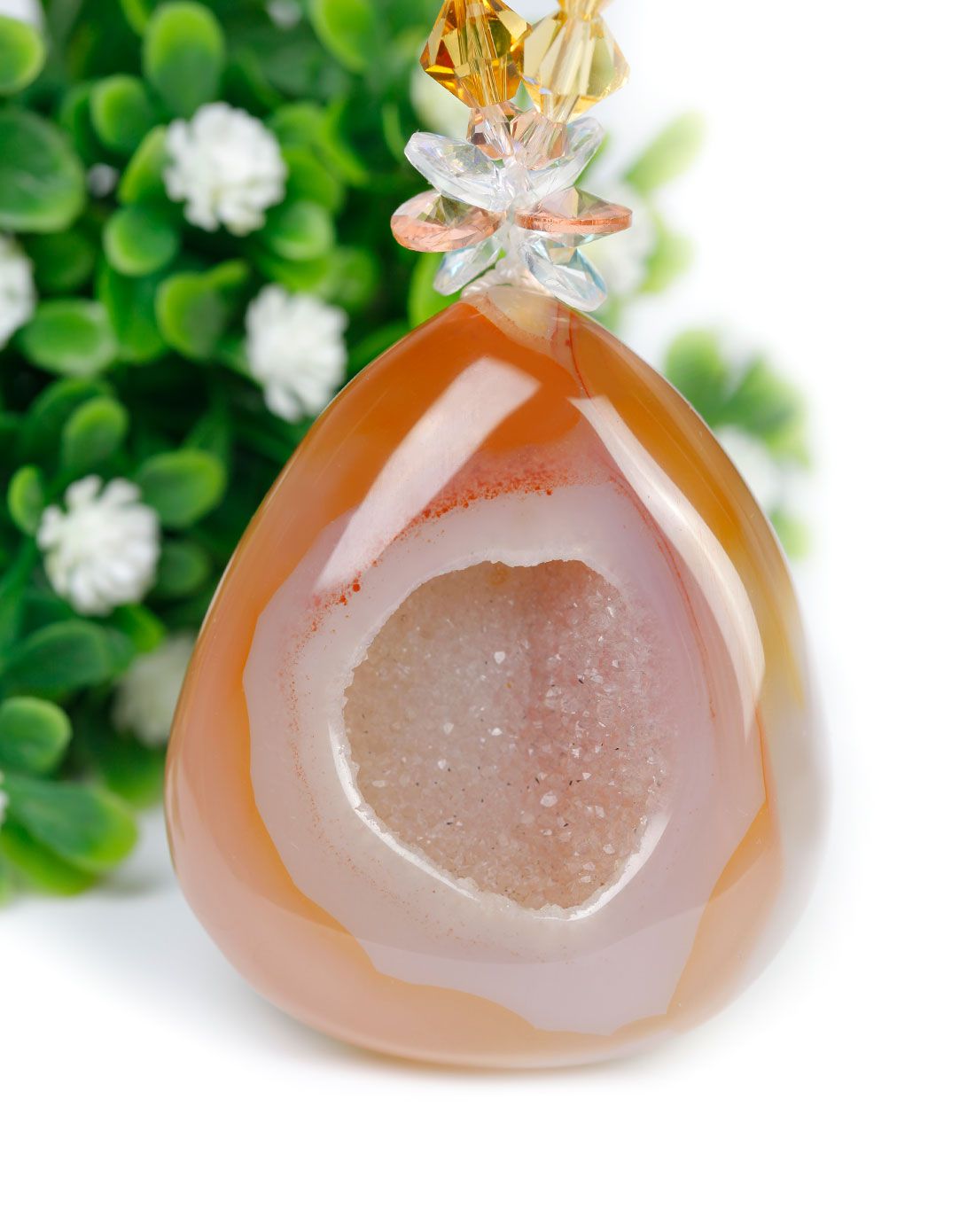 世玺仁合 天然玉髓晶洞聚宝盆吊坠