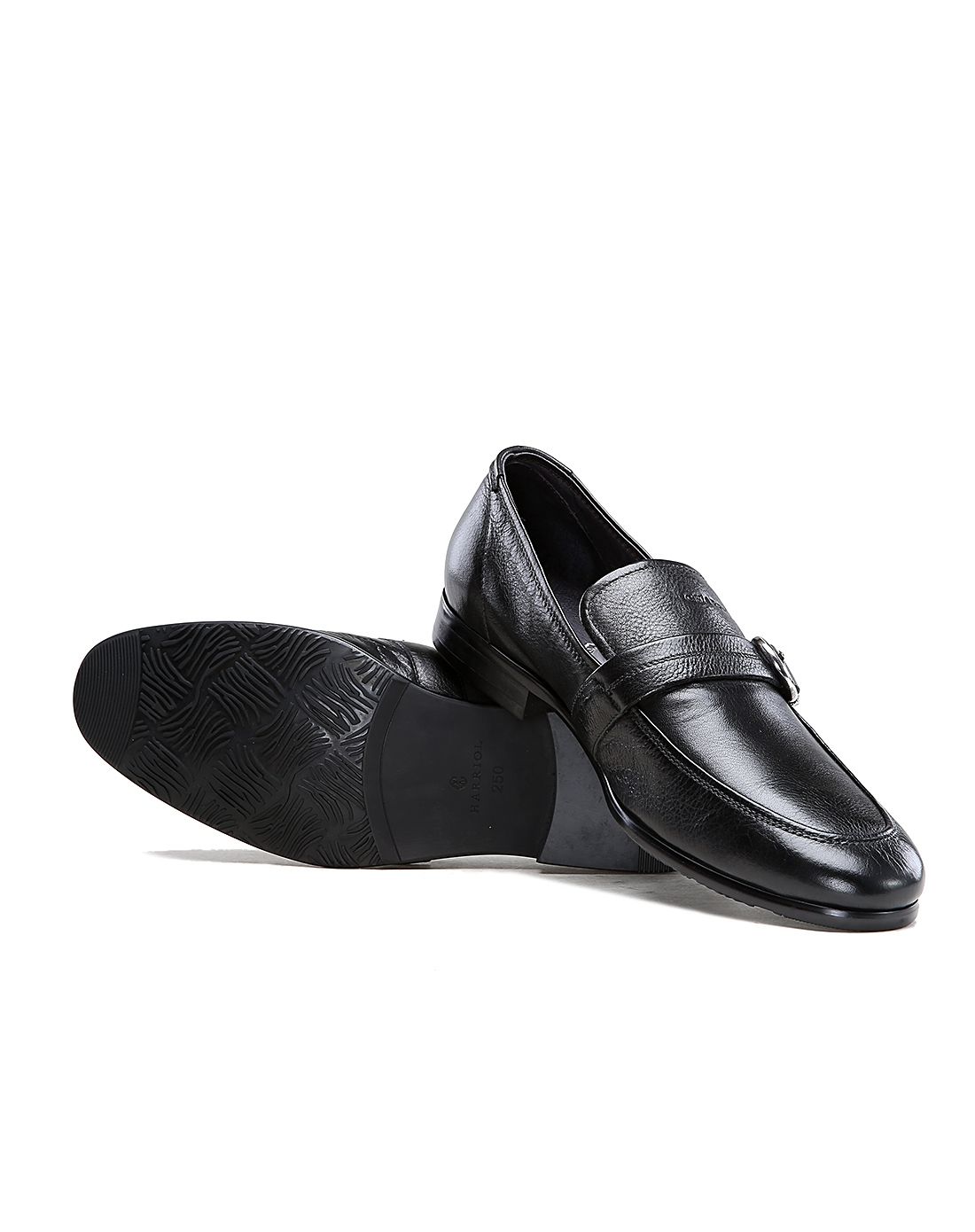 法国夏利豪 黑色牛皮商务正装皮鞋