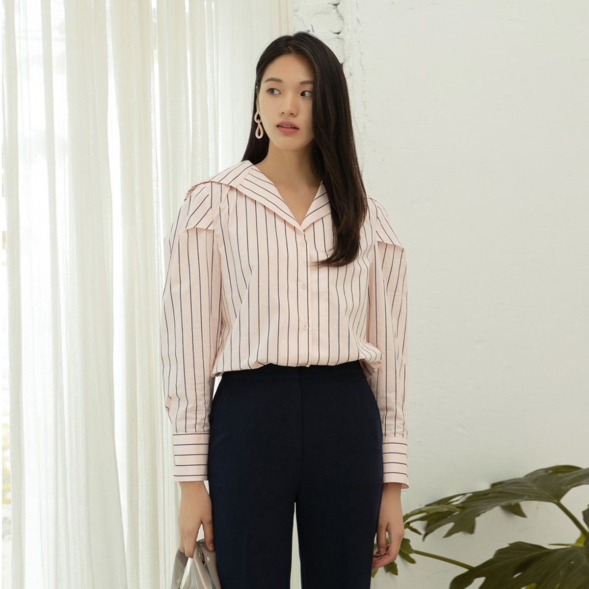 nain 18年秋季新款 海军领条纹衬衫