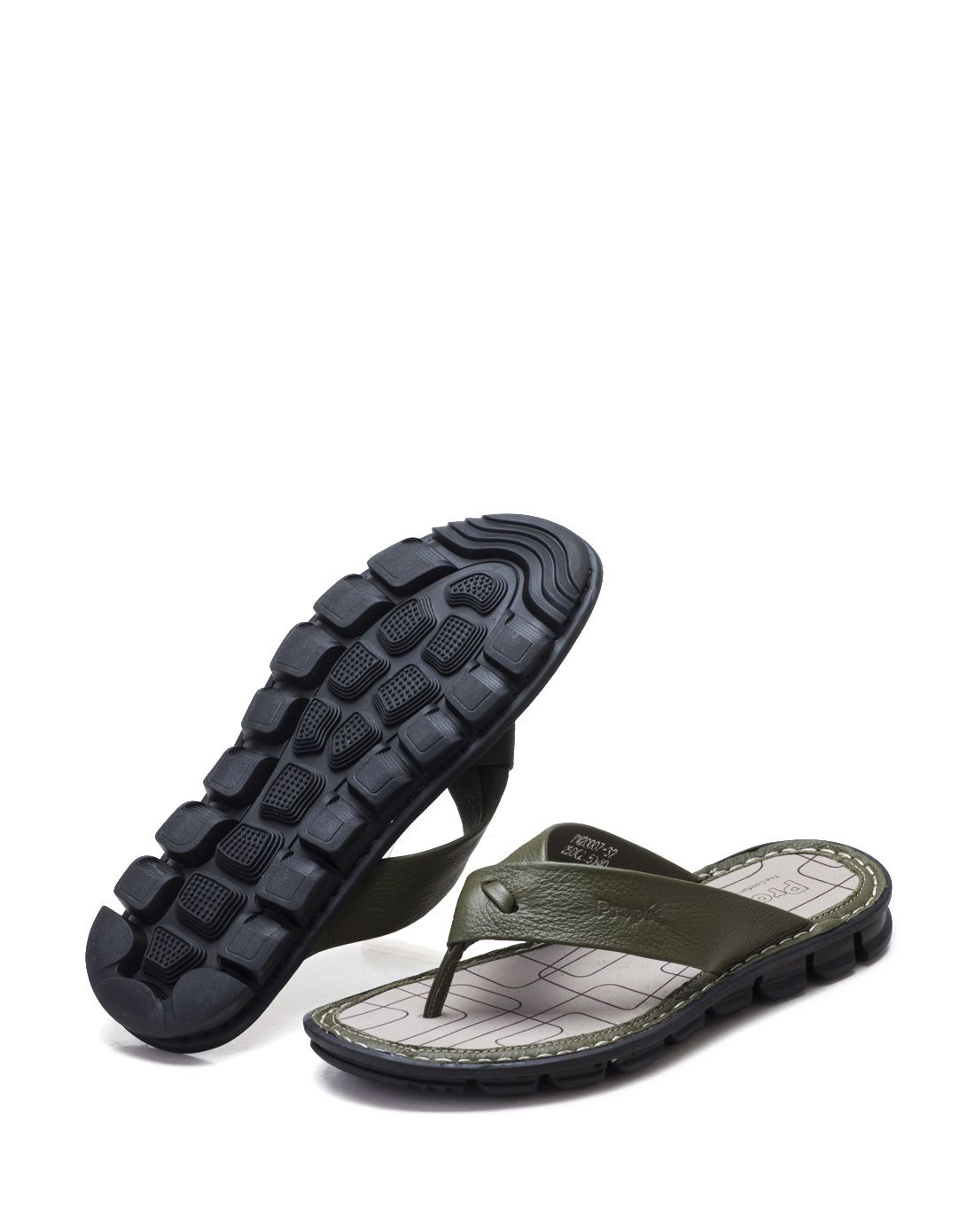 男款军绿简约耐磨夹趾沙滩凉拖