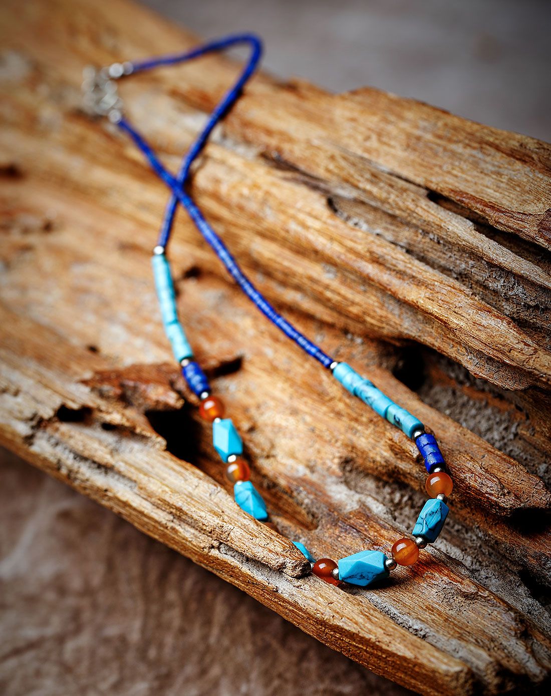 【丝路遗风】阿富汗原矿老青金石绿松石项链#4