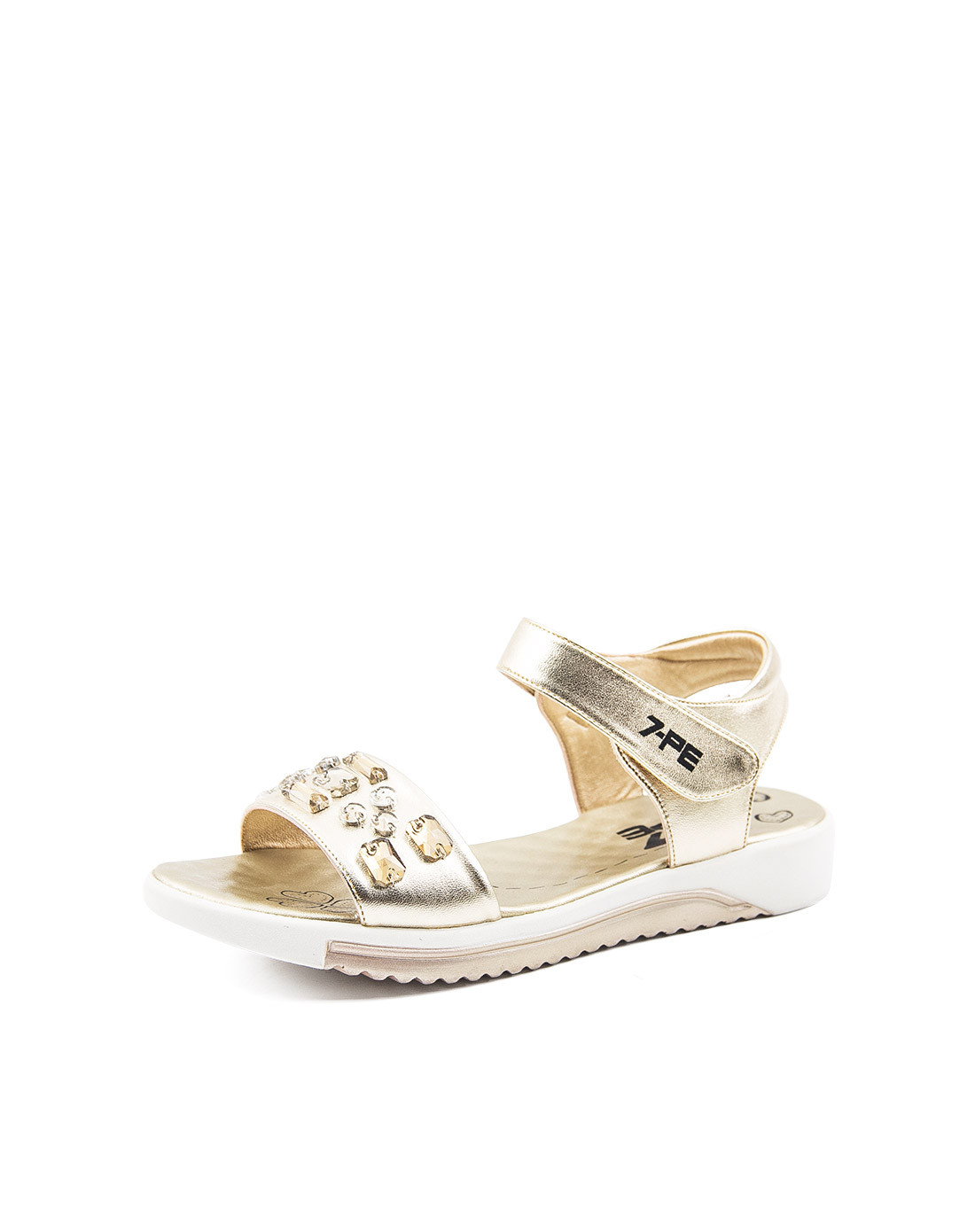 七波辉正品 夏季女童 金色水钻镶钻公主凉鞋金色