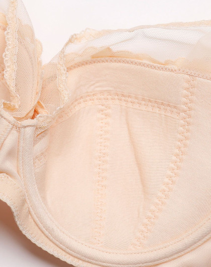 曼妮芬旗下内衣品牌女款肤色蕾丝绣花全罩薄杯文胸10840405-110_唯品