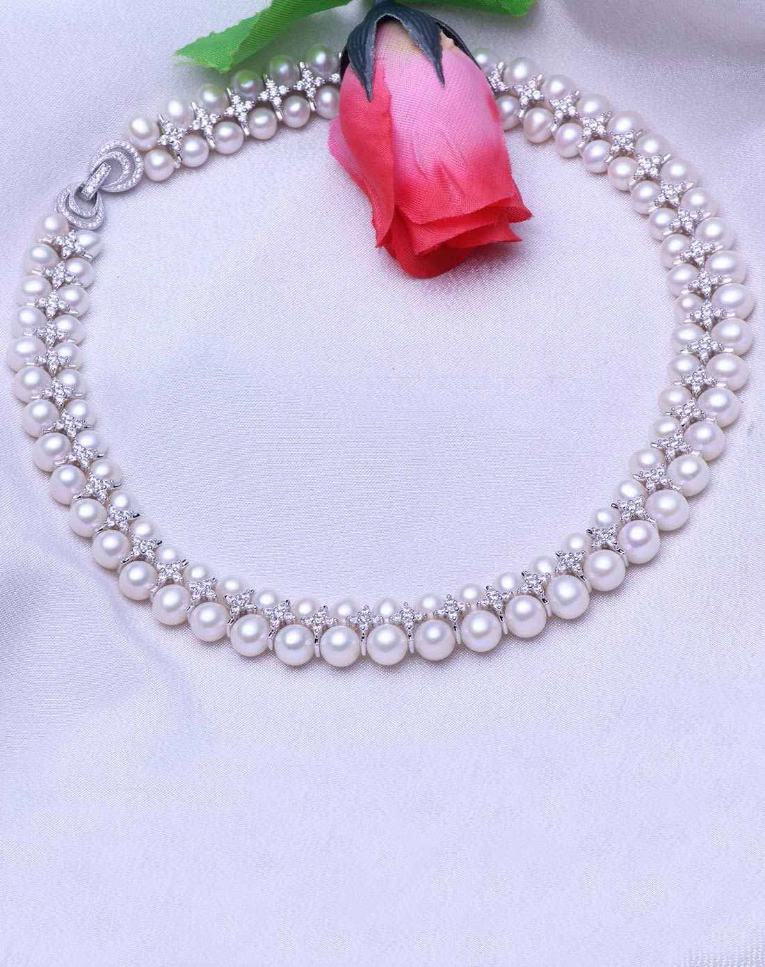 一生一世 项链 双排淡水珍珠项链白色