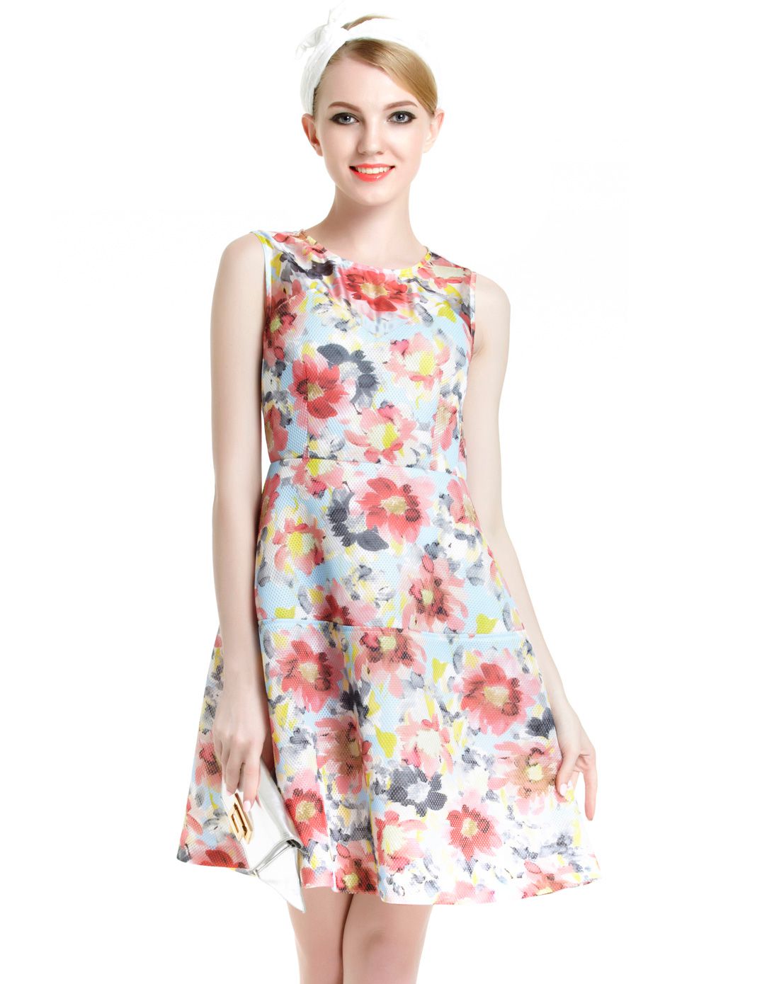 清新甜美欧根纱连衣花裙