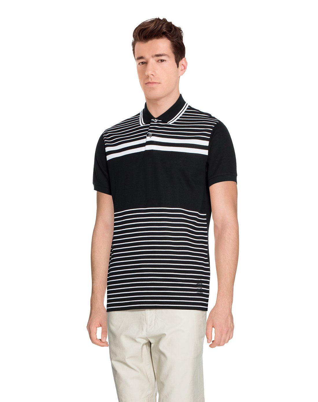 百年英伦范 kent&curwen男士春装男款黑/白色纯棉条纹polo衫k33h9h01