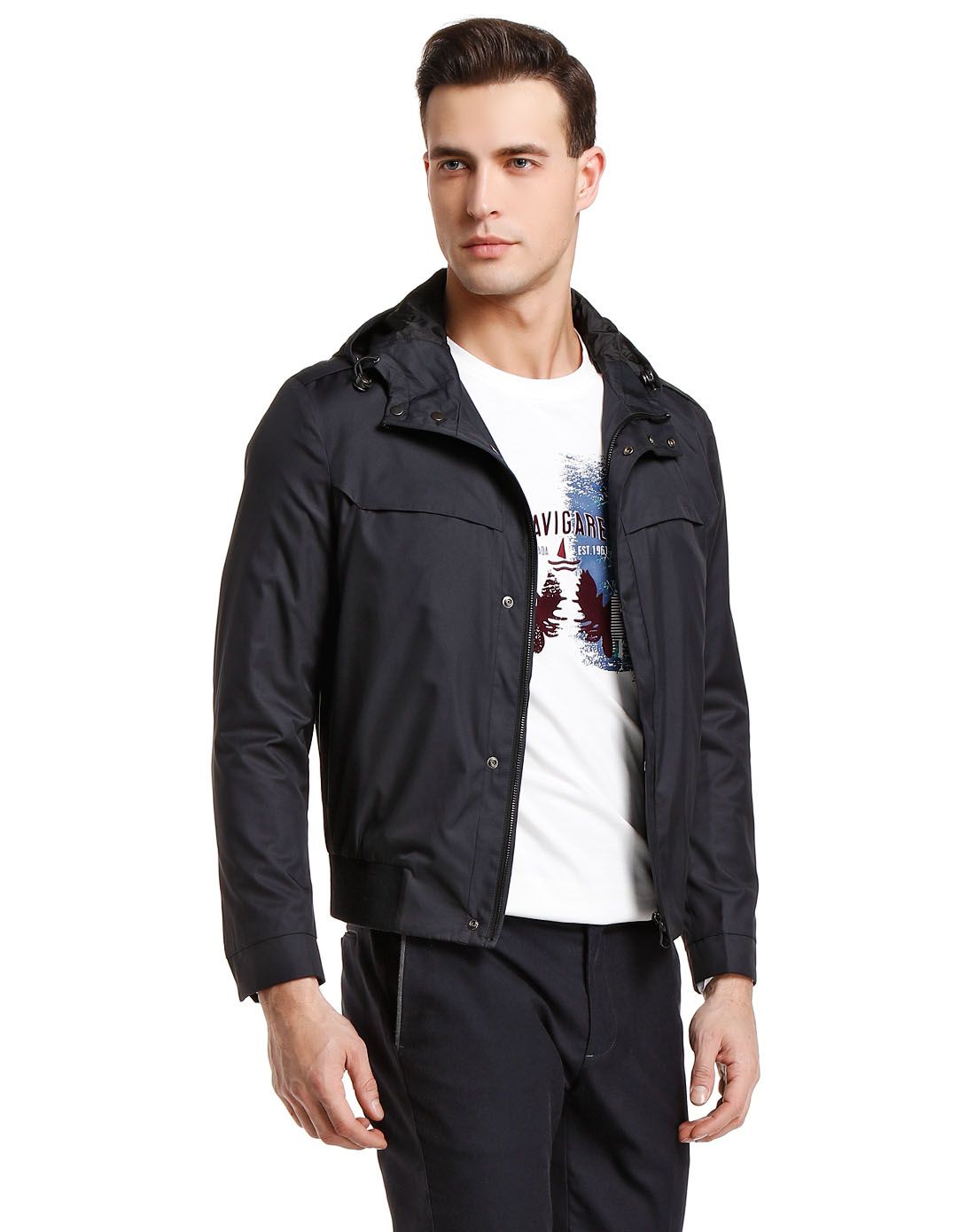 纳维凯尔navigare藏蓝色轻薄时尚连帽长袖外套a2310001666_唯品会