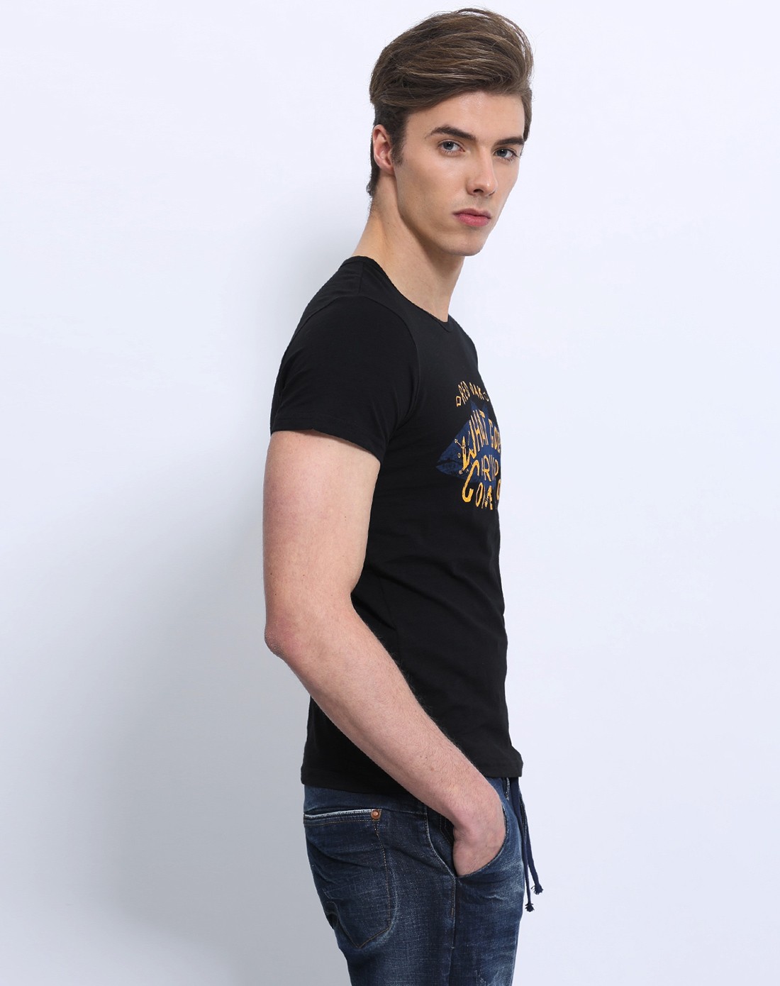 玛萨玛索masa maso2016新品黑色纯棉字母图案印花欧式简约短t19897