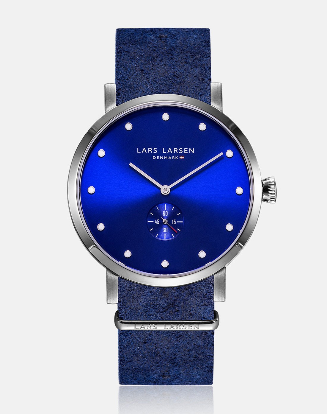 lars larsen 原装进口丹麦名表l新款深蓝色皮带简约时尚石英男