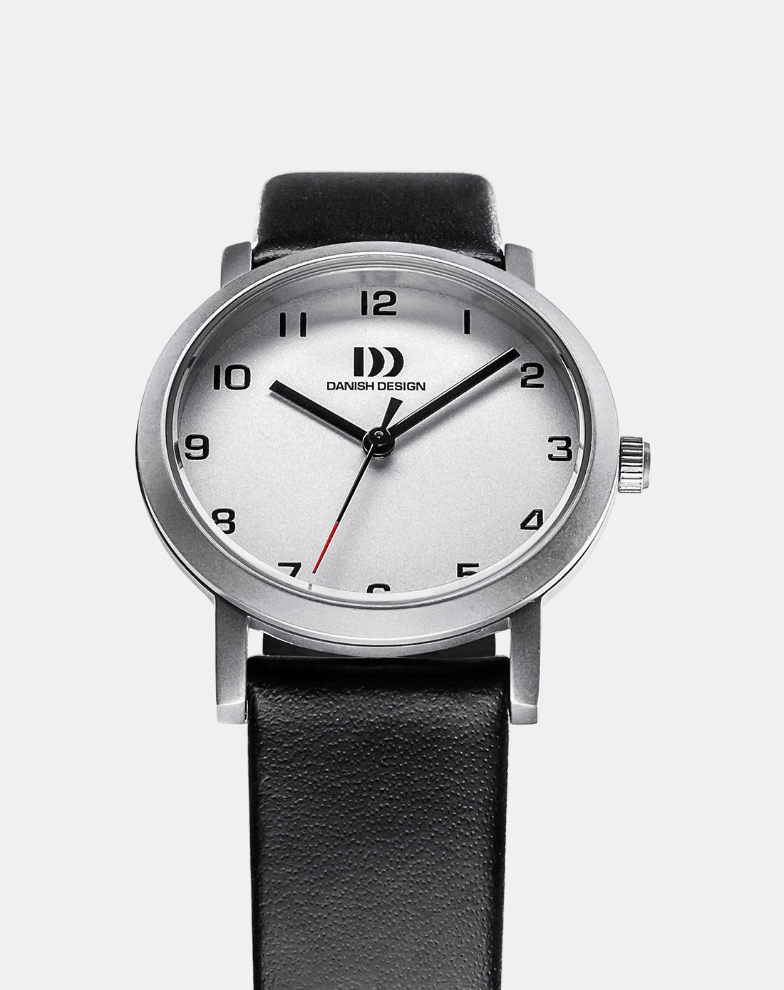 danishdesign 休闲简洁白色字面黑色皮带男表