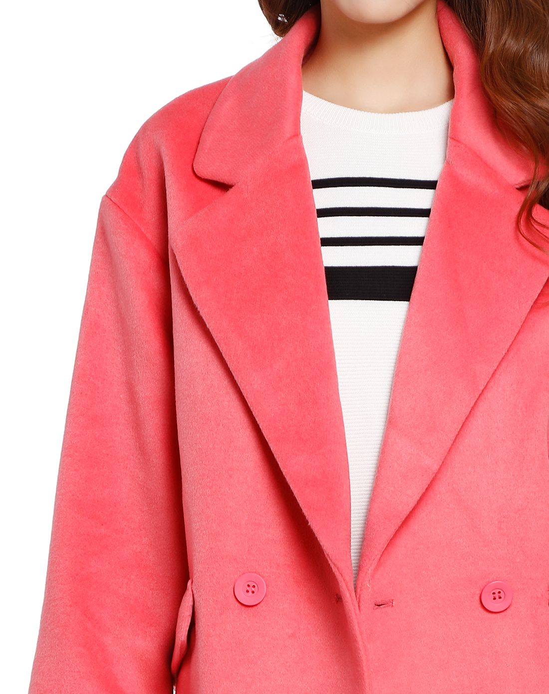 桃红色甜美斯文长袖外套