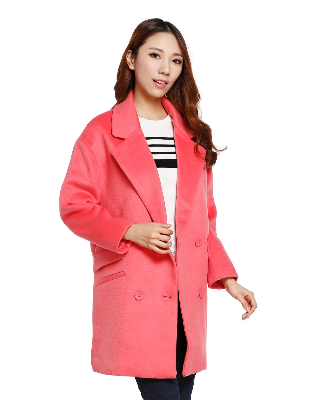 桃红色甜美斯文长袖外套