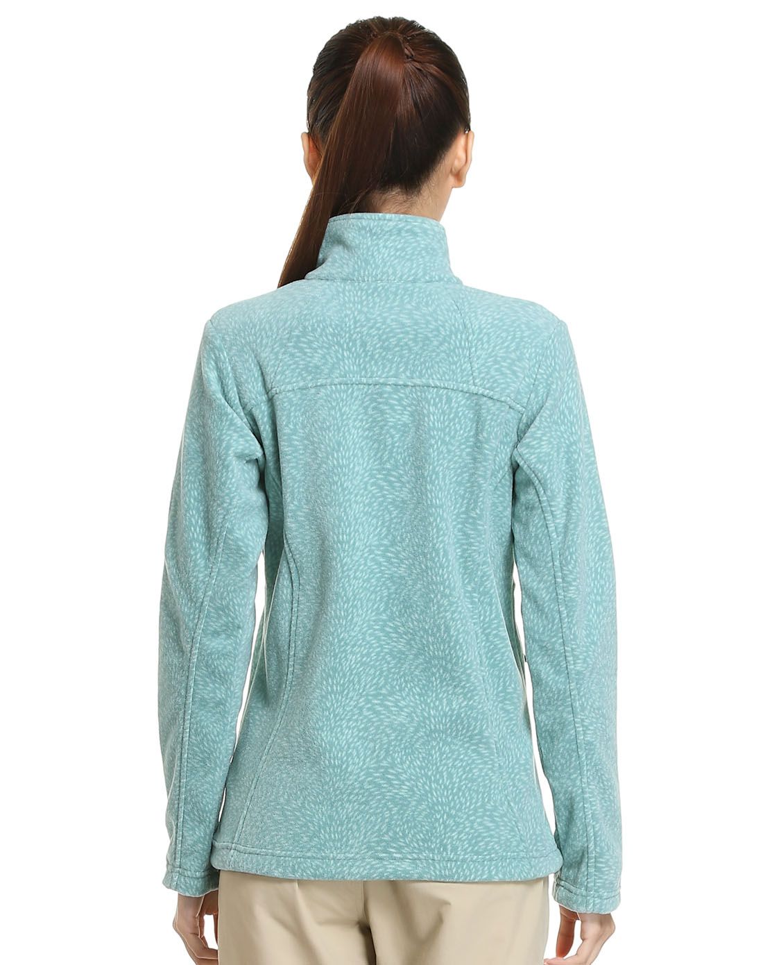 柔软亲肤 女款青色长袖抓绒外套