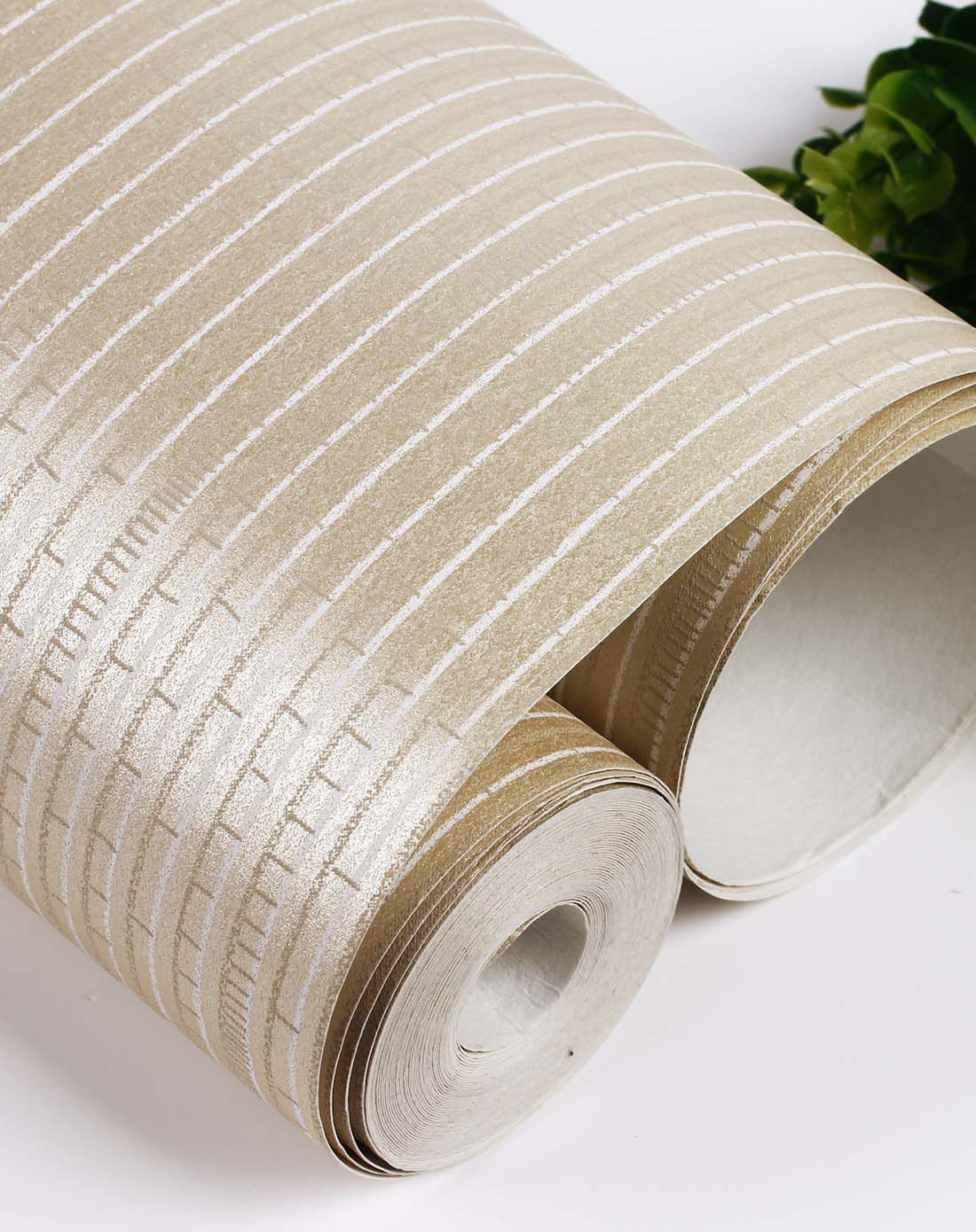 欣旺现代简约珠光条纹环保无纺布壁纸-香槟