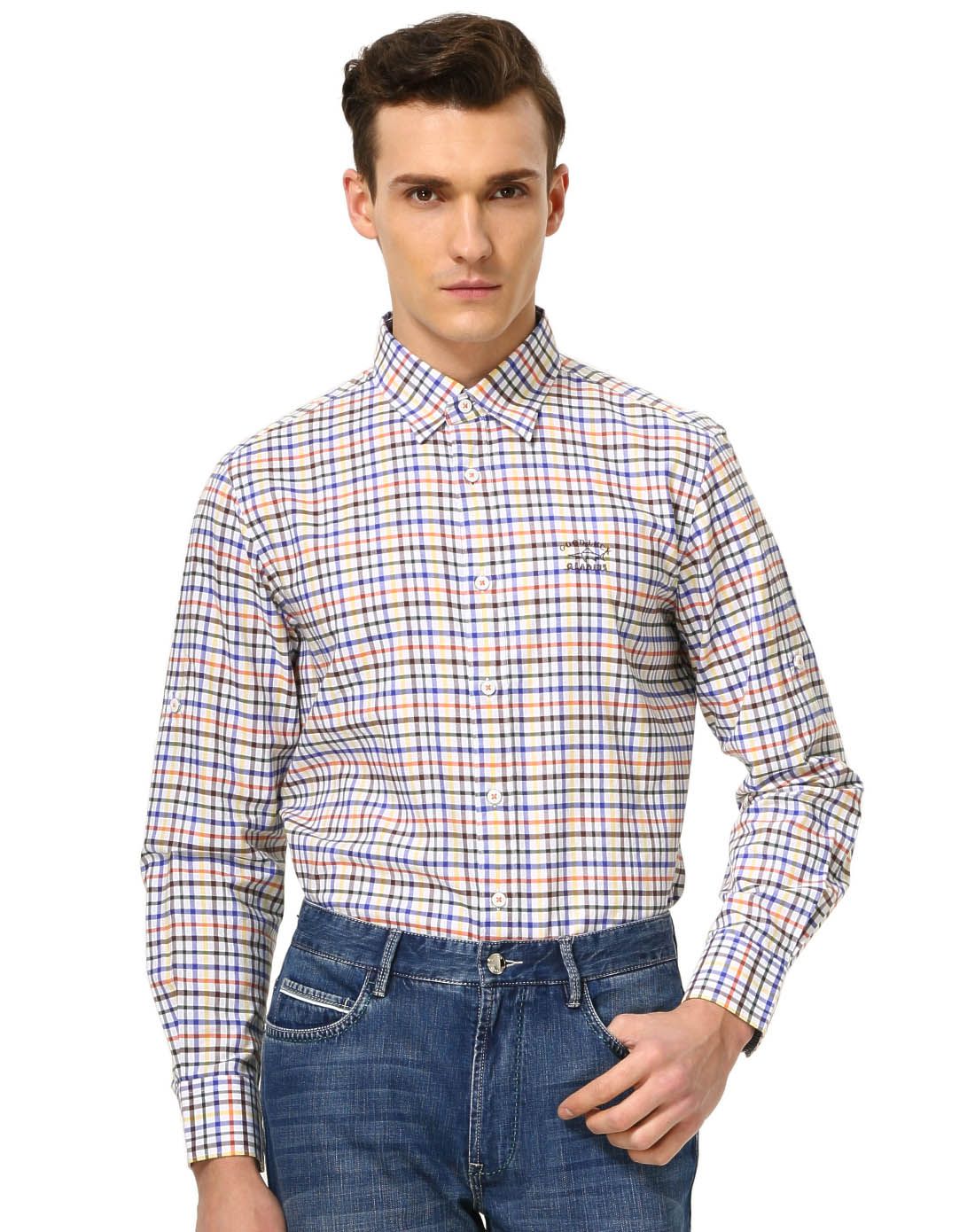 德鲨good luck gladius男装专场 男士格纹拼色长袖衬衫