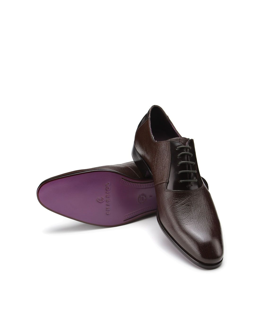 法国夏利豪 意大利进口深咖啡色高端商务皮鞋