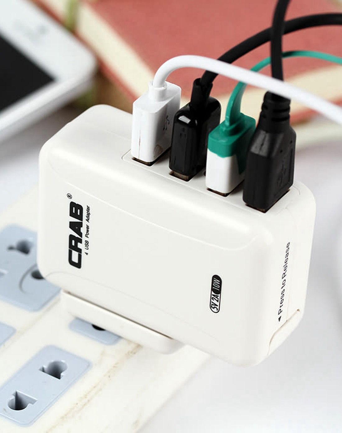 直插交流电四接口输出usb充电器