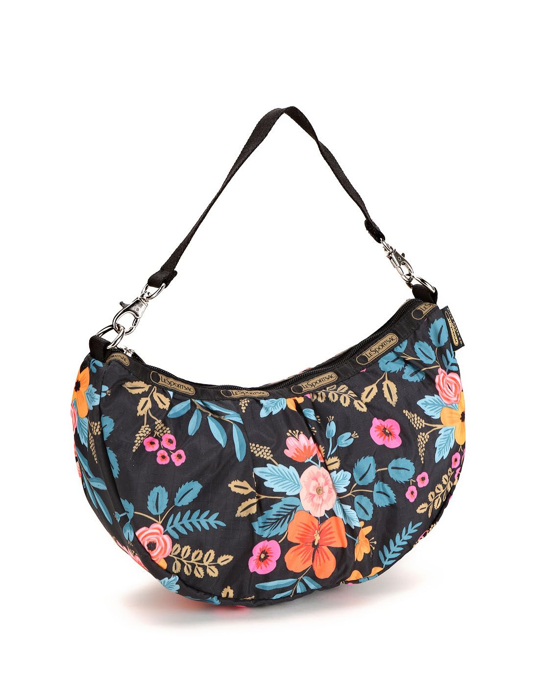 乐播诗lesportsac黑色简约印花休闲斜挎包1530c8058p619_唯品会