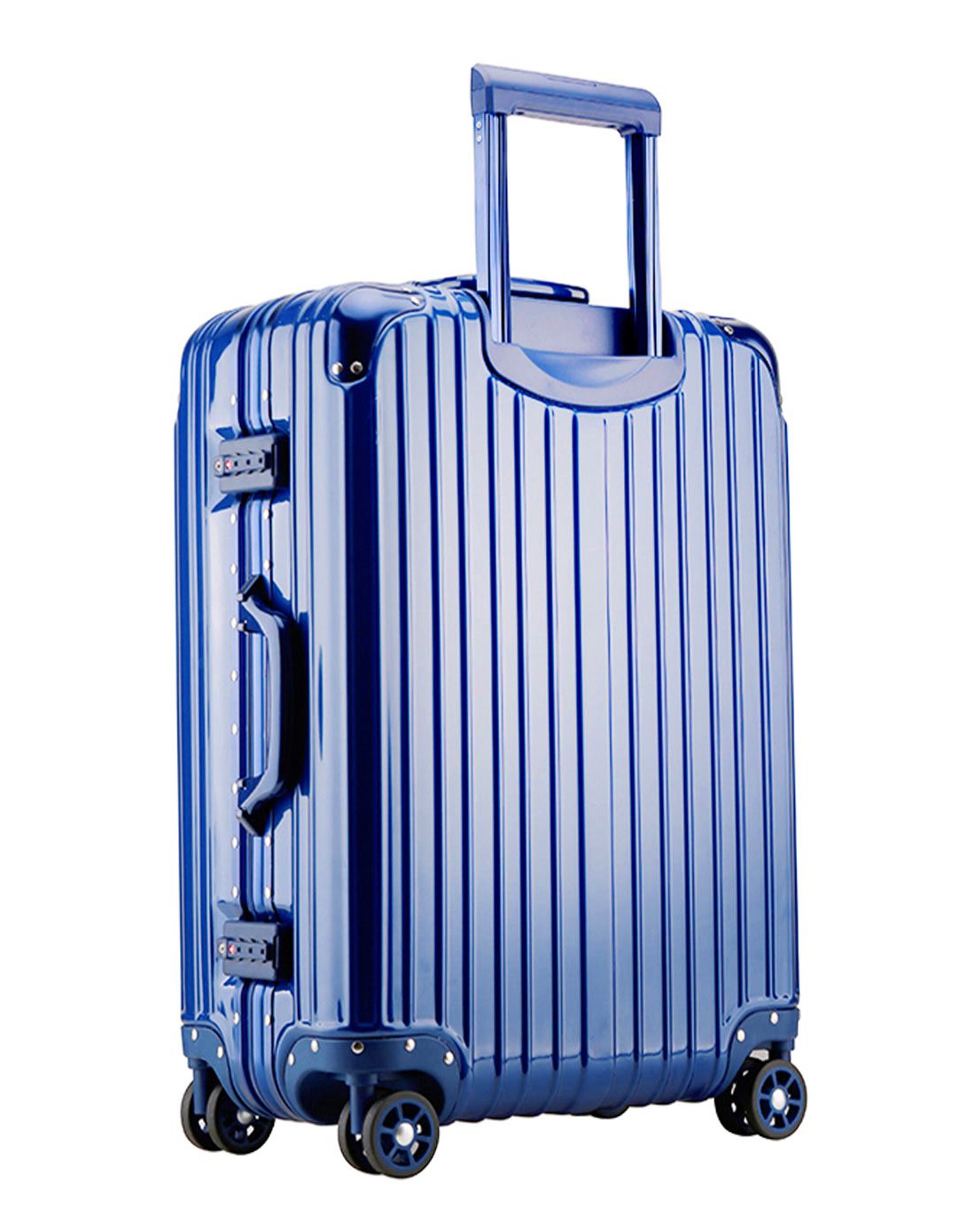 铝框行李箱双轮带护角防刮深蓝色20寸