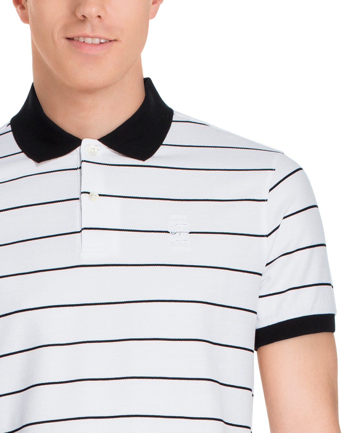 百年英伦范 kent&curwen男士春装 男款白色条纹纯棉polo衫k33h9h016