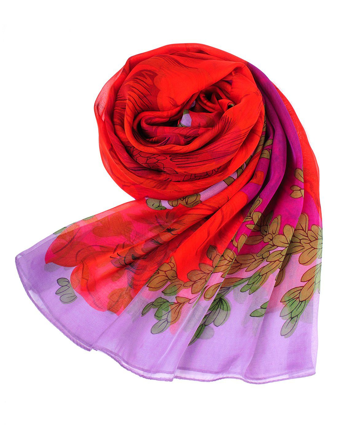 la warmer 玫瑰纹加宽真丝长巾