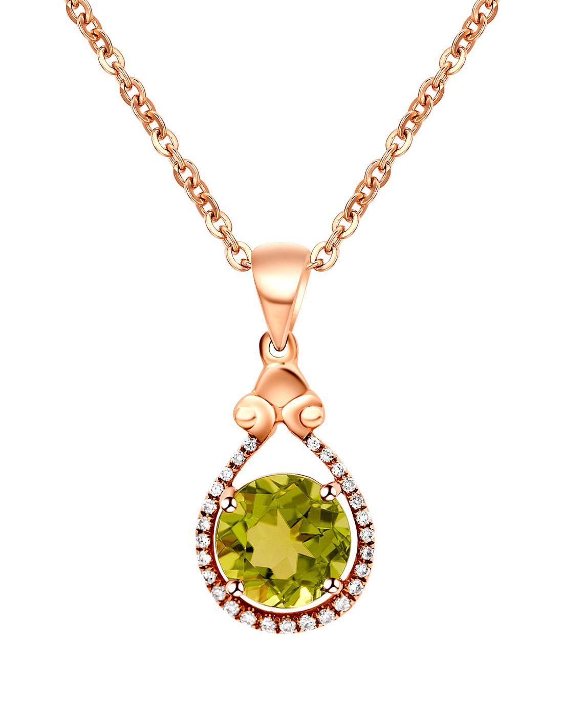 [孤品]盎然新绿 红18k金橄榄石吊坠