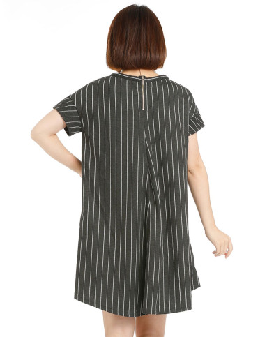 coco deal& rouge diamant女装深灰色条纹宽松短袖连衣裙34615277x