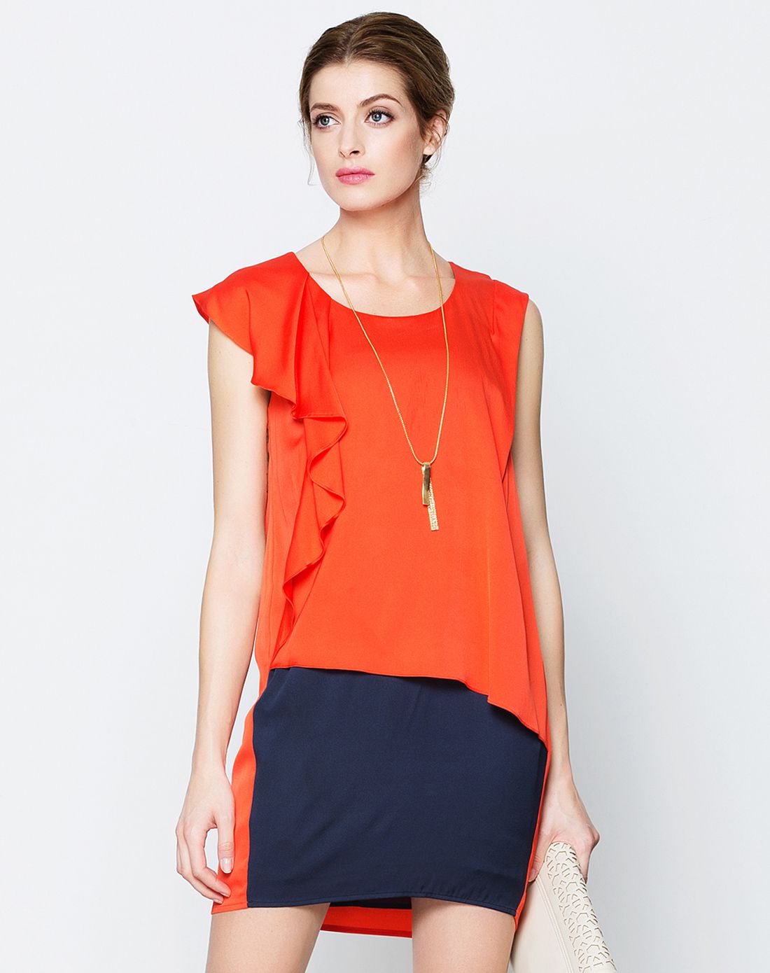 女装双色拼接简约时尚连衣裙