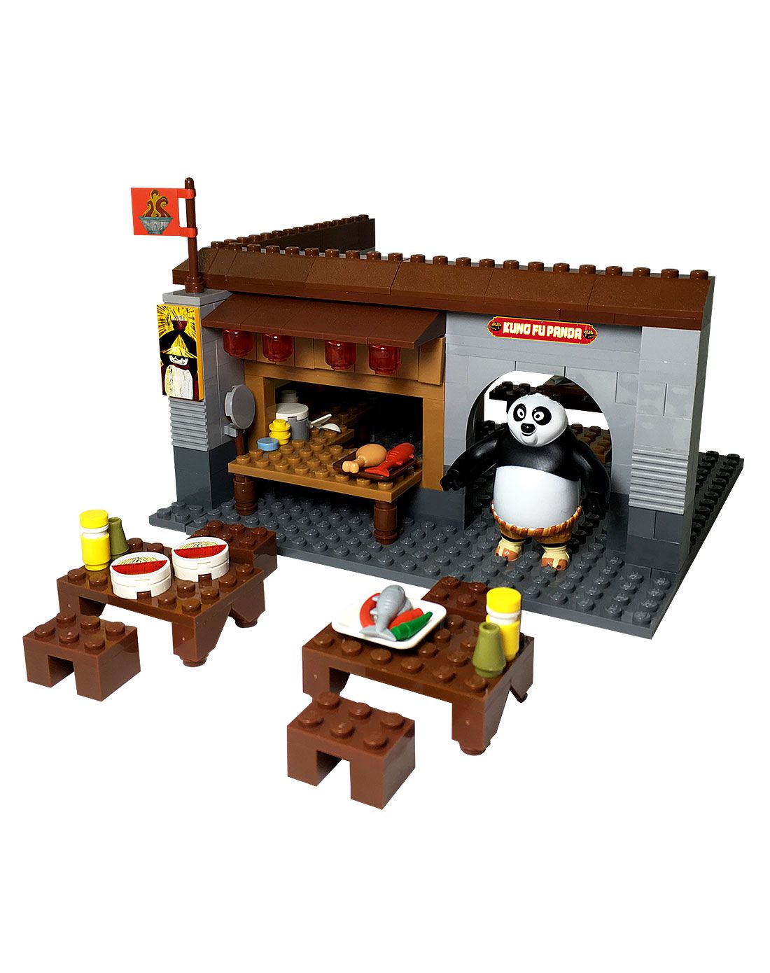 星钻积木 功夫熊猫3 厨房主题积木 益智积木玩具