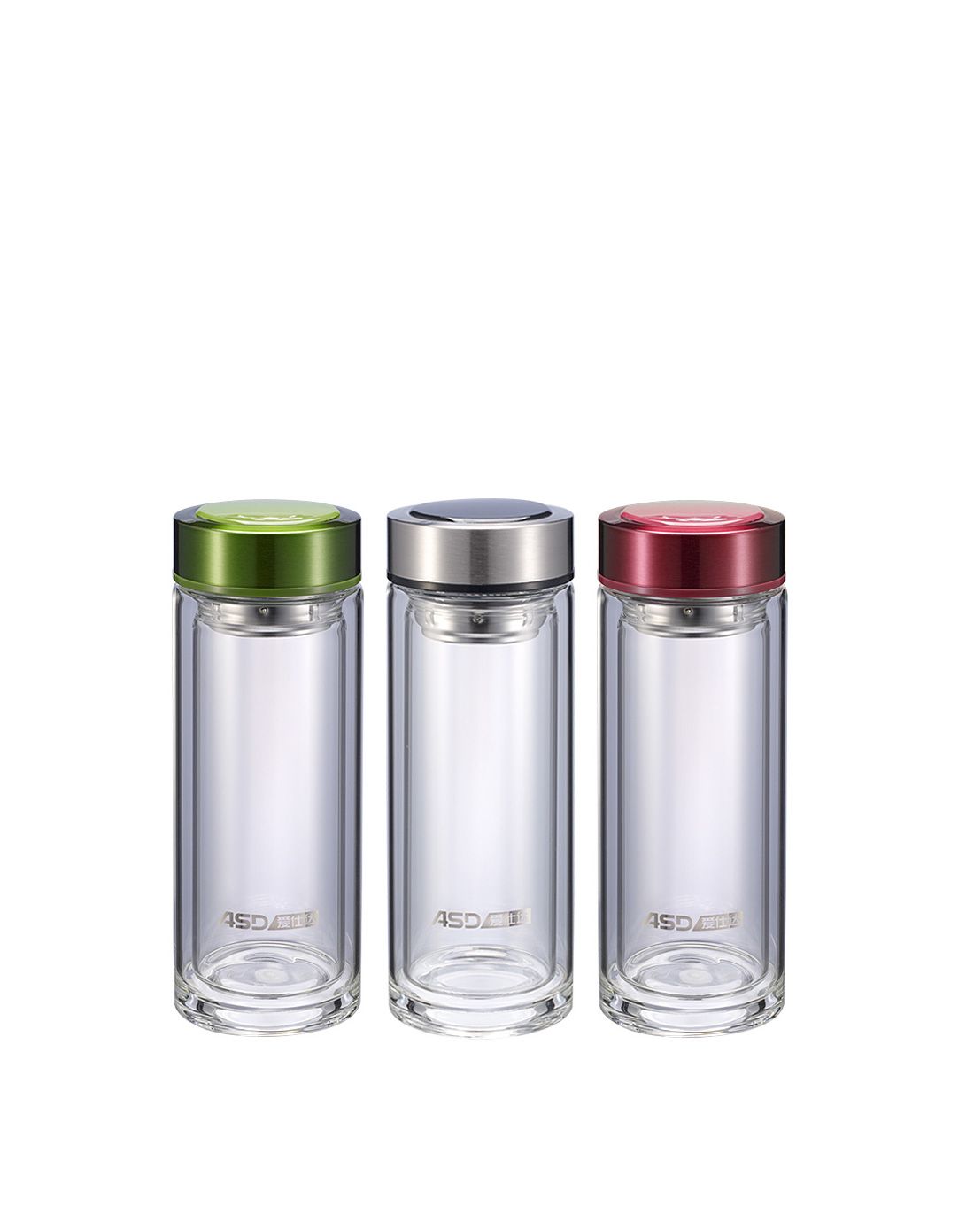 爱仕达双层水晶带盖玻璃杯隔热强