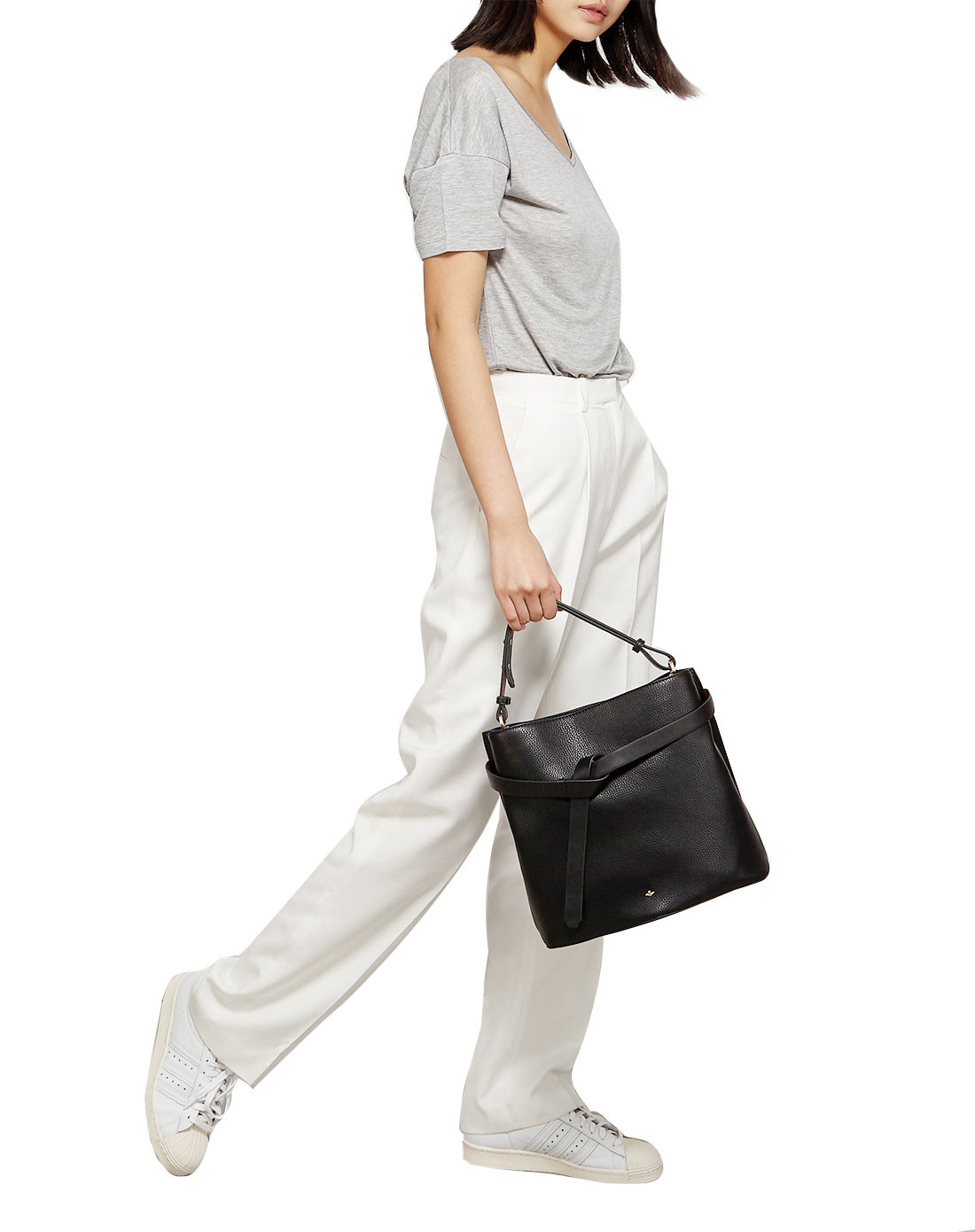 corina黑色手提斜跨水桶包