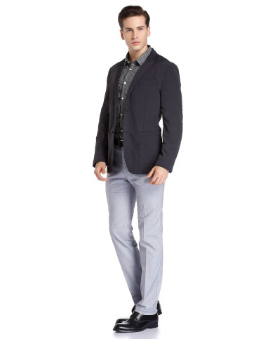 卡奴迪路旗下canudilo h holidays黑蓝色舒适休闲长袖西服6011403-900