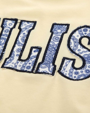 男童米白字母贴布绣套头t恤