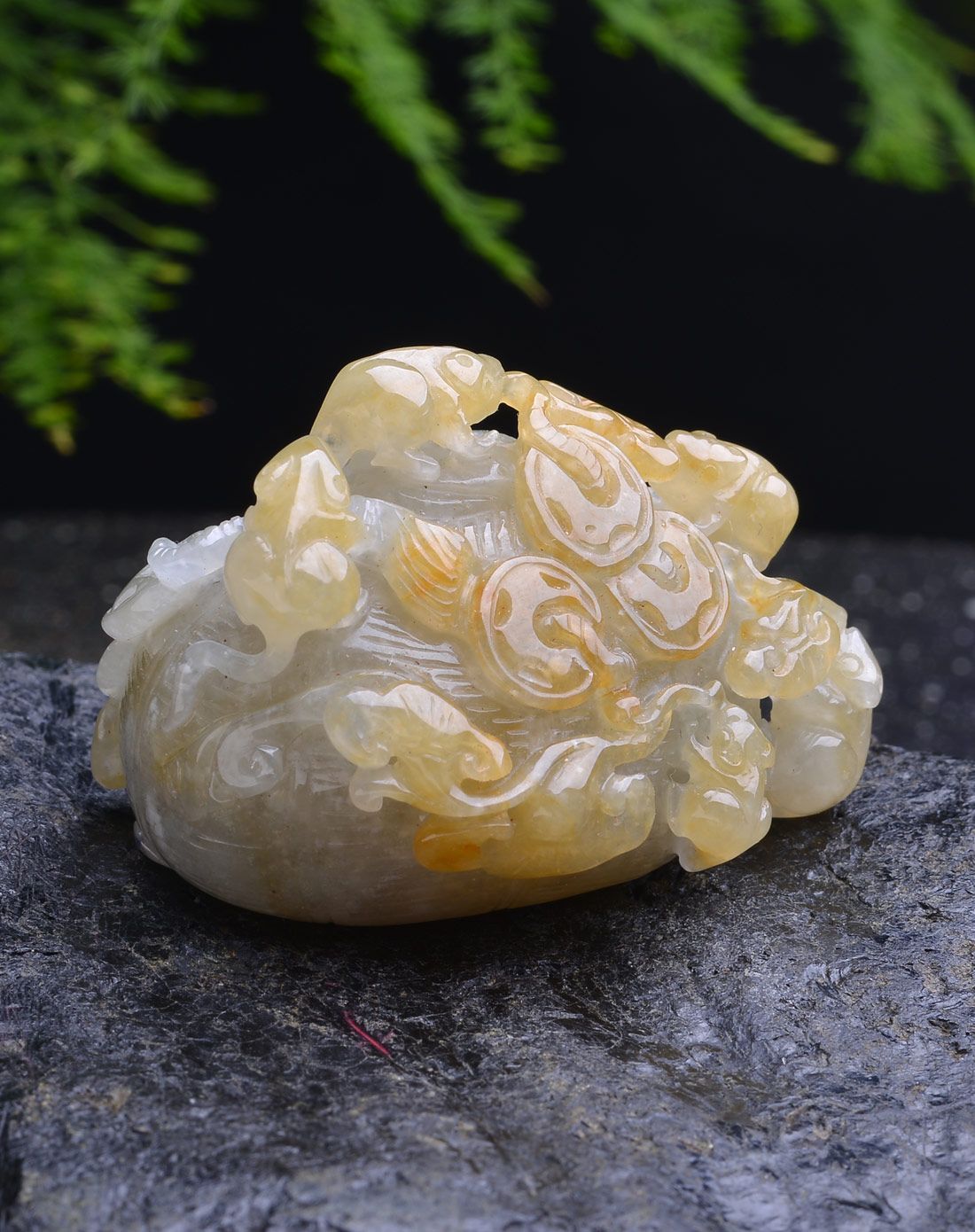 天然翡翠五鼠运财摆件