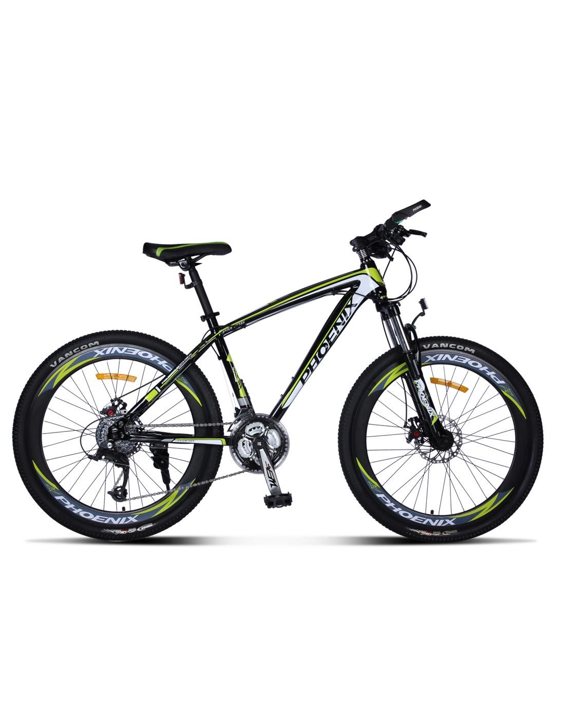 凤凰自行车专场直发货凤凰 中性款黑绿26寸高刀破风山地车 24速双碟刹