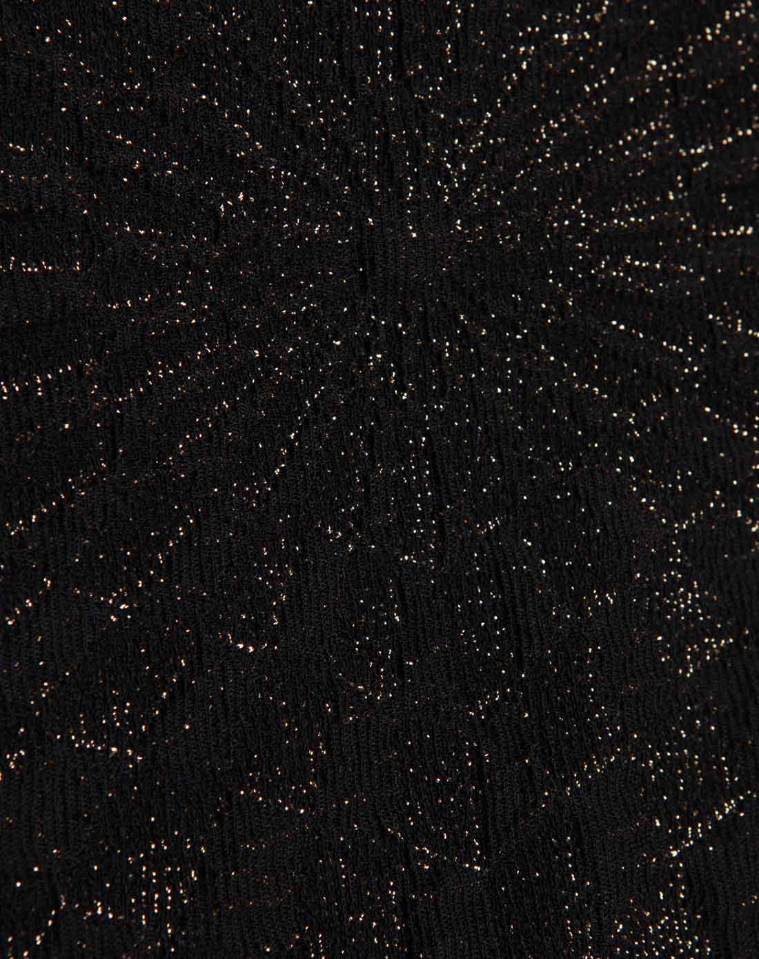 黑金色假两件立裁修身亮丝针织连衣裙