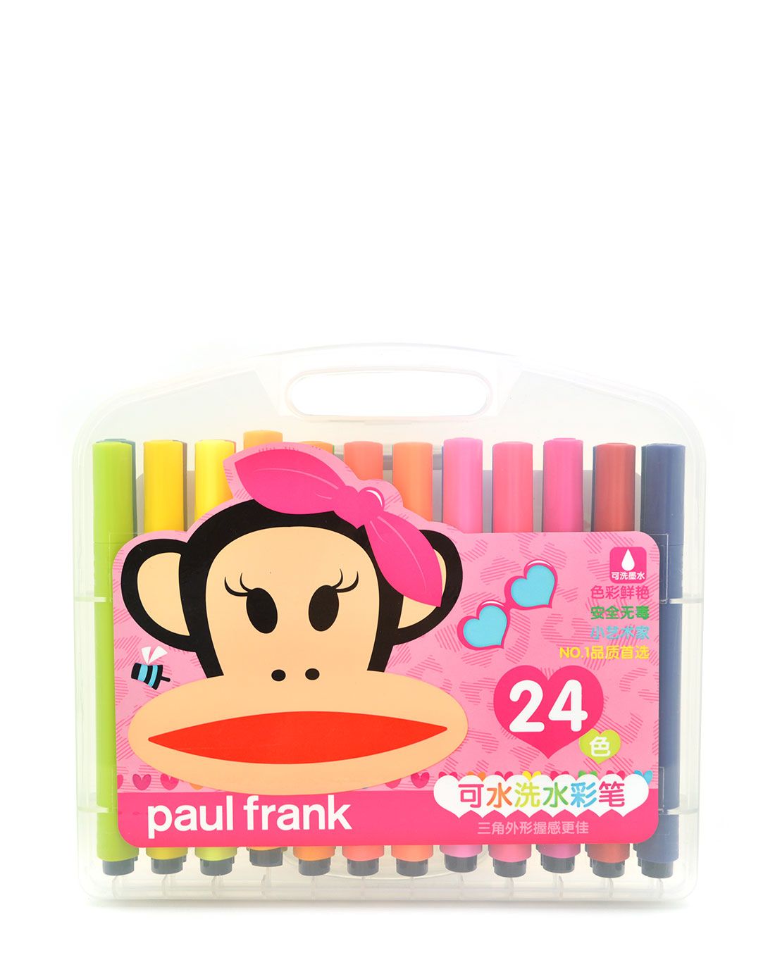 paul frank/大嘴猴粉色女童24色可水洗水彩笔