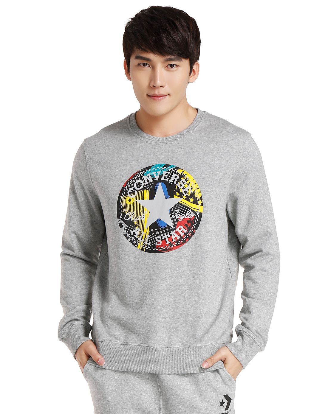 棉质透气 男款灰色薄款长袖卫衣