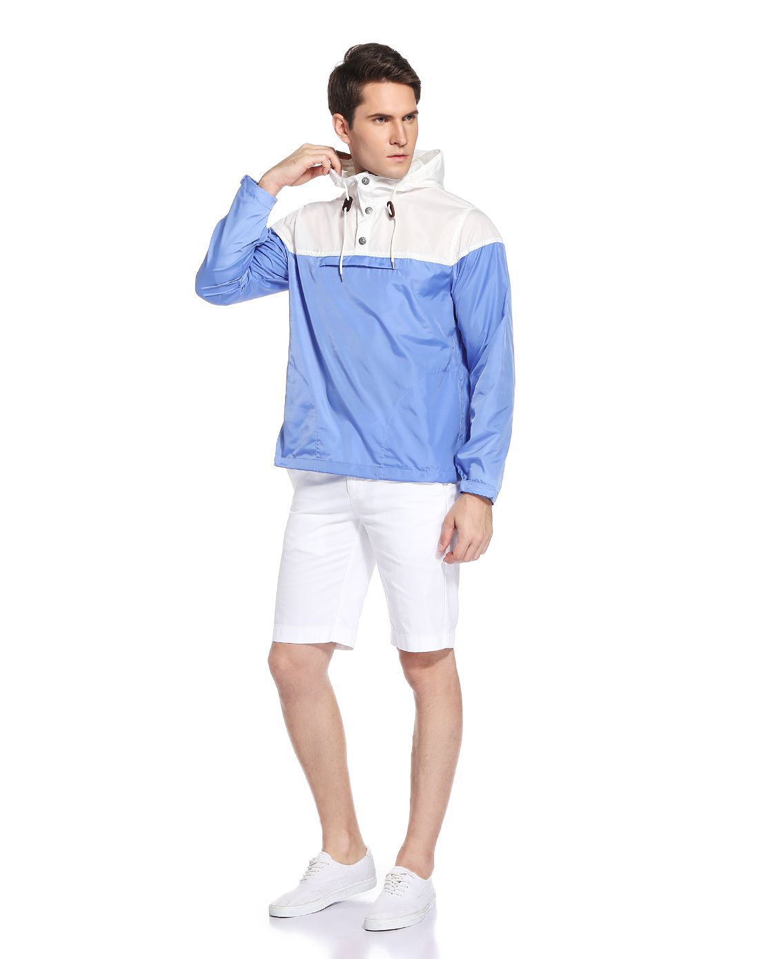 red fleece男款白/蓝色连帽风衣