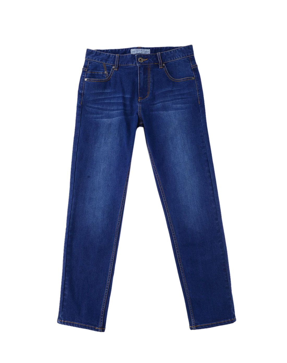 男装中蓝色弹性修身版型牛仔裤