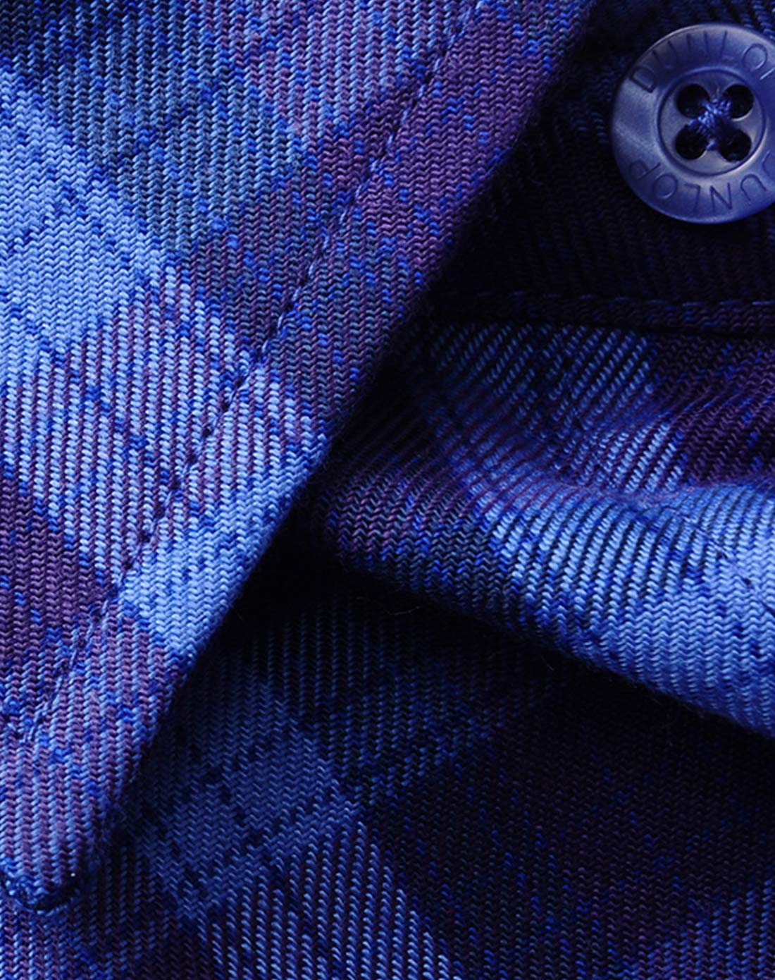 男款彩蓝长袖格子衬衫