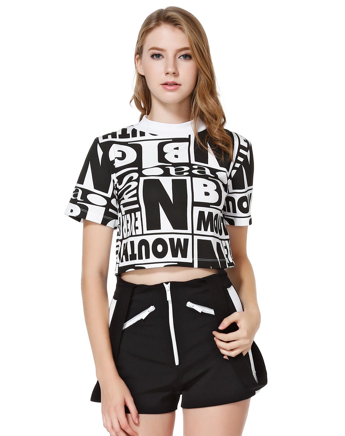 老佛爷百货galeries lafayette女装专场 joyrich 女款白/黑色印花短款