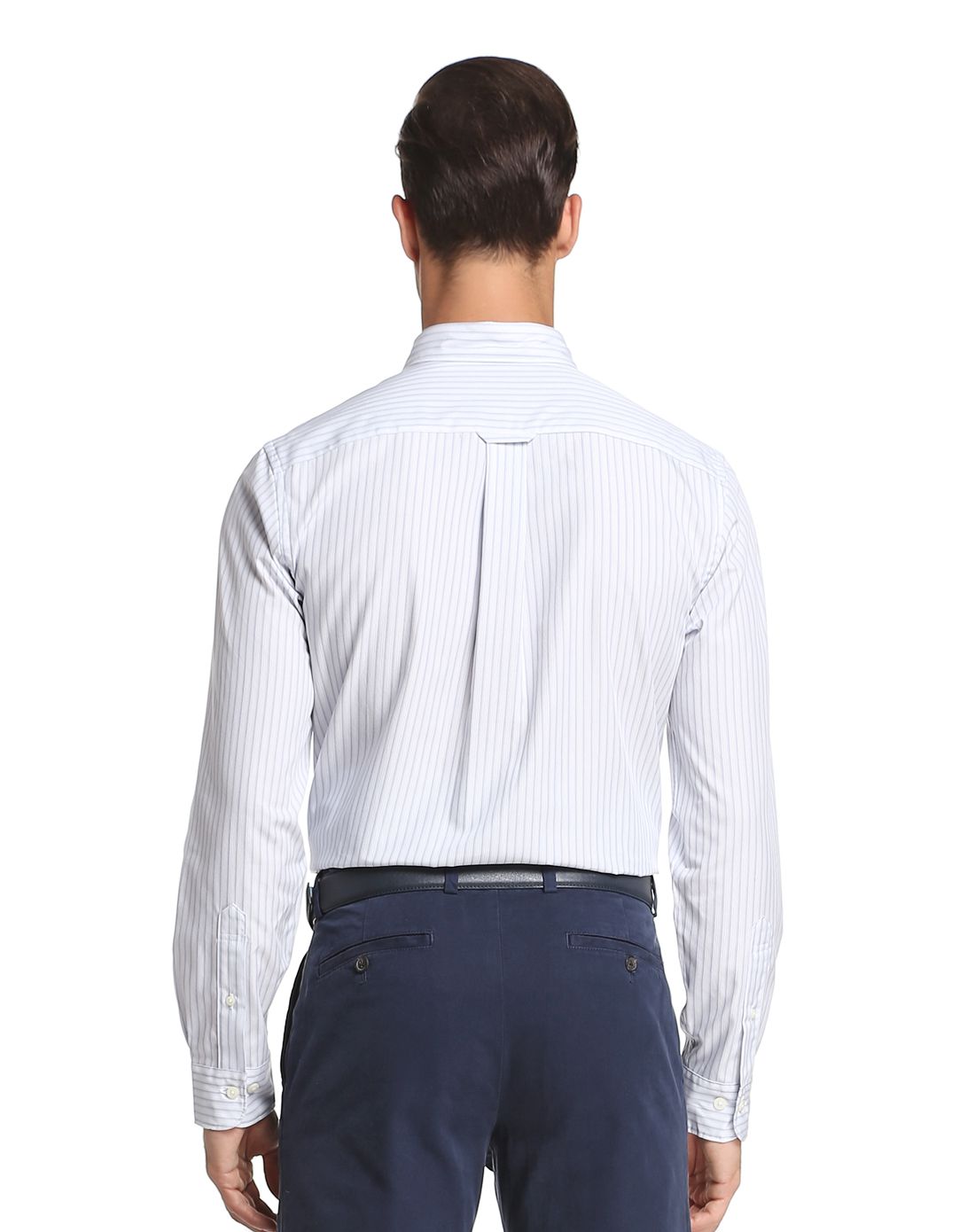 red fleece男款白/海军蓝色条纹精纺衬衫