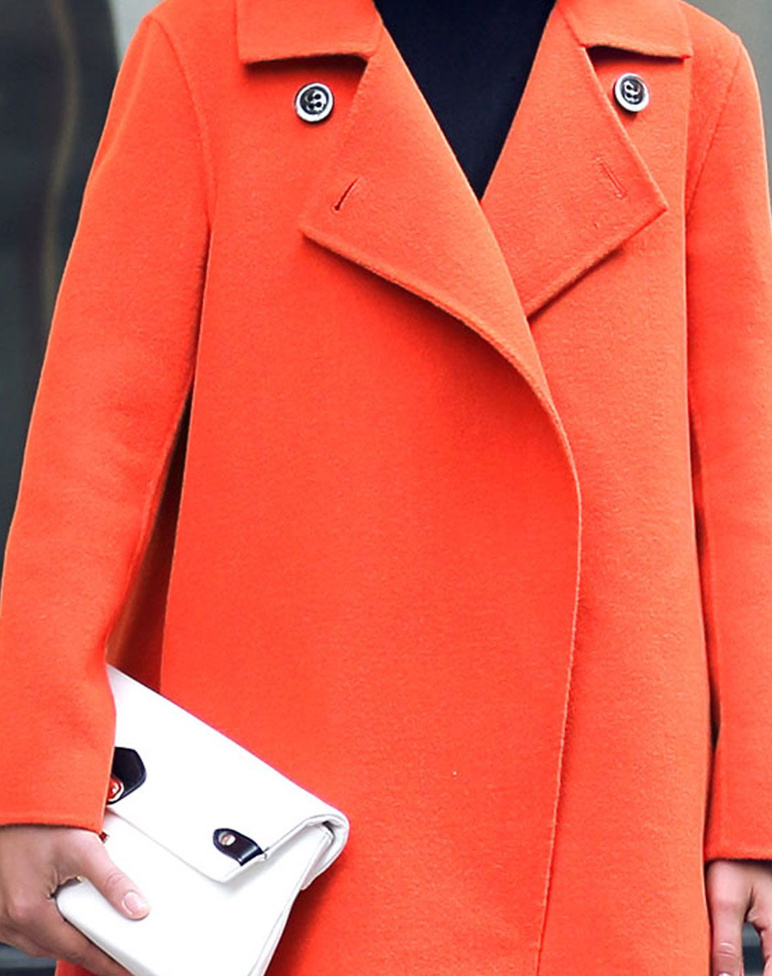 艳红色休闲时尚羊毛双面呢大衣