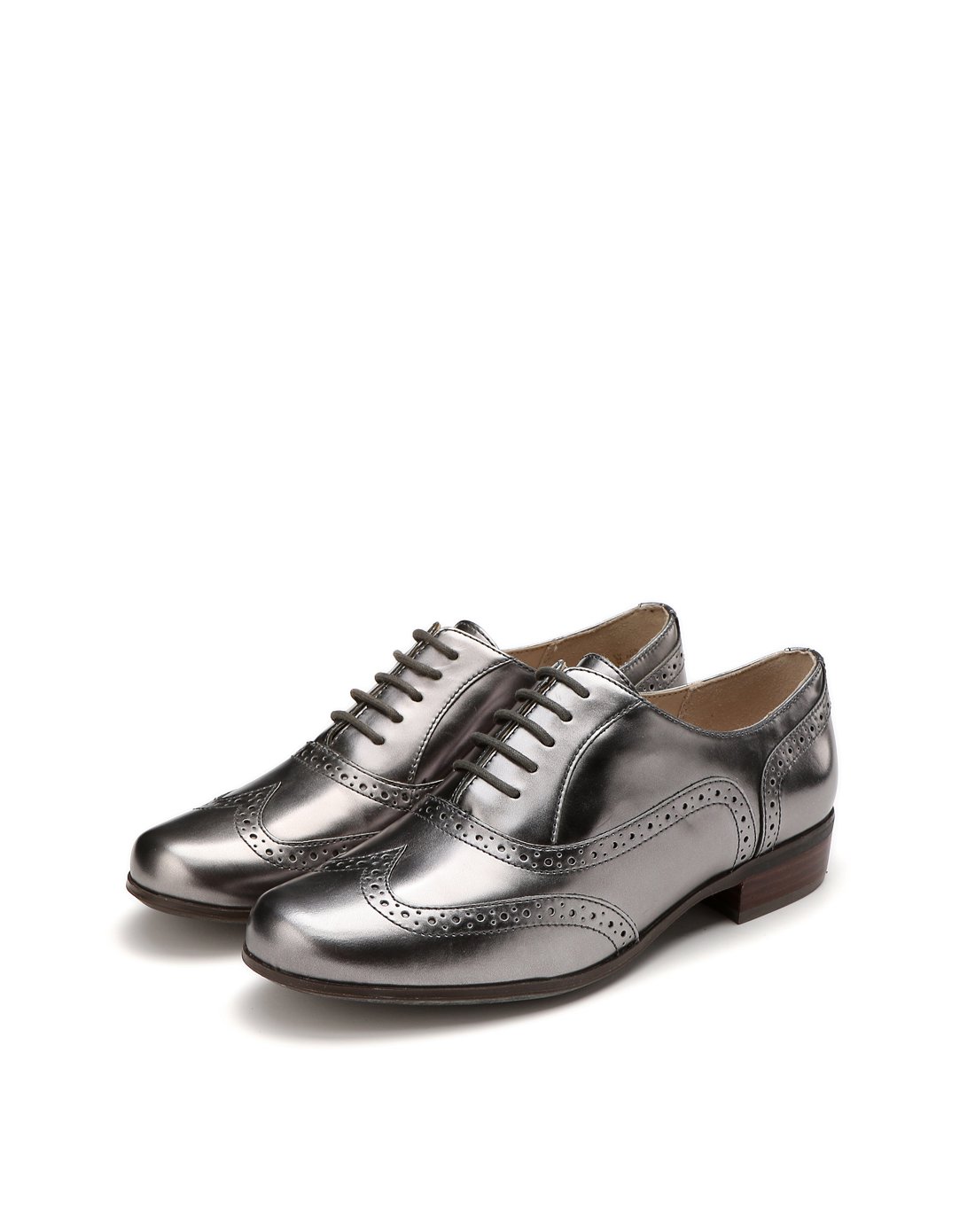 女款深银灰色英伦个性系带单鞋