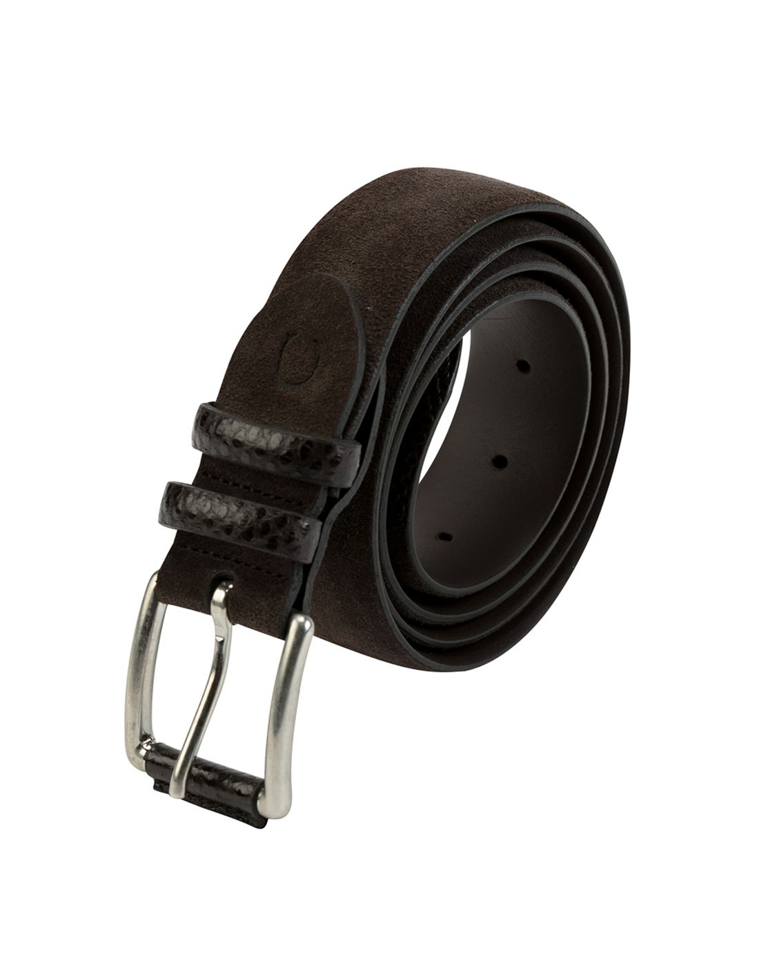 canali黑色银扣腰带