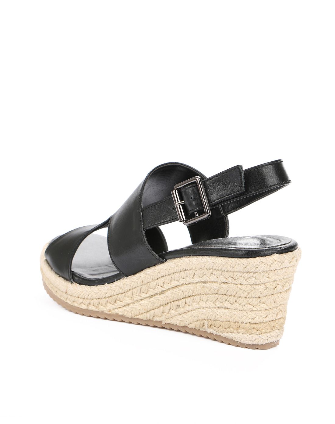 carlton london全牛皮麻绳包边坡跟凉鞋